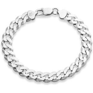Miabella 925 Sterling Silver Italian Solid 9mm Diamond-Cut Cuban Link Curb